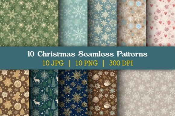 10 Rustic Winter Christmas Seamless Kit: A Cozy Collection for Creative Projects