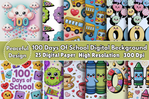 100 Days of School Digital Paper Vol-1: Vibrant Backdrops for Every Project