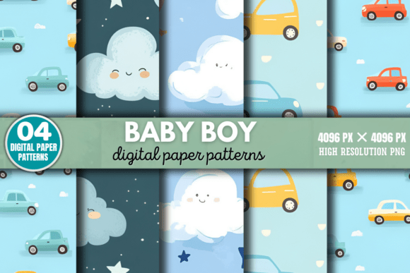 Baby Boy Digital Paper Pattern 3: Creative Uses & Ideas