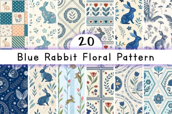 Blue Rabbit Floral Pattern: A Versatile Design for Creative Projects