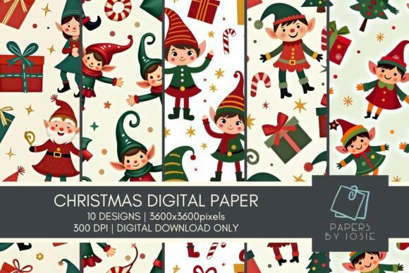 Christmas Elves Digital Paper