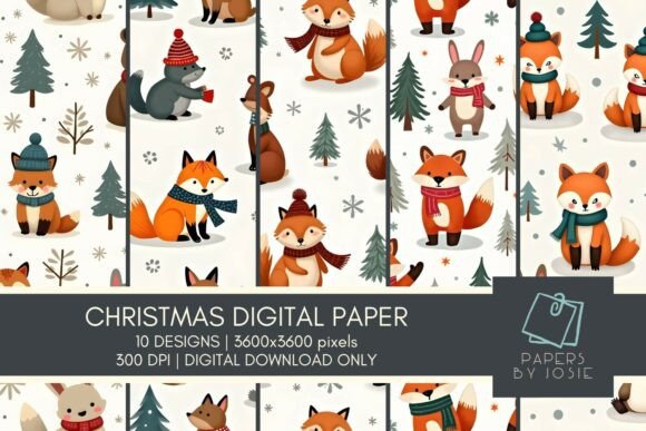 Christmas Woody Animal Digital Paper: A Creative Must-Have for Holiday Projects