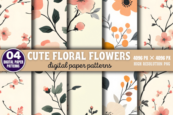 Cute Floral Flowers Digital Pattern 1