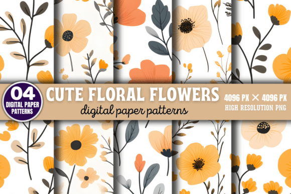 Cute Floral Flowers Digital Pattern 2: A Versatile Addition to Creative Projects