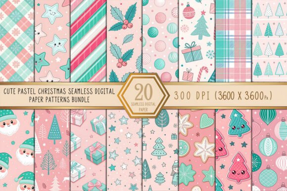 Cute Pastel Christmas Digital Paper Bundle: A Versatile Resource for Holiday Crafting and Design