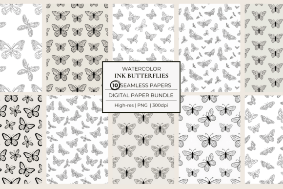 Elevate Your Projects with Ink Butterflies Seamless Papers