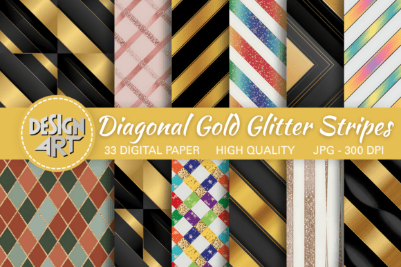 Enhancing Design Elegance with the Diagonal Gold Glitter Stripes Pattern