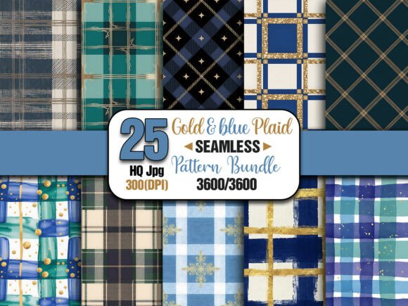 Gold Blue Plaid Seamless Pattern: A Design Essential for Elegance and Versatility