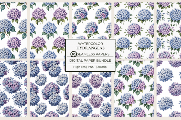 Hydrangeas Watercolor Seamless Papers: A Versatile Design Asset for Botanical Elegance
