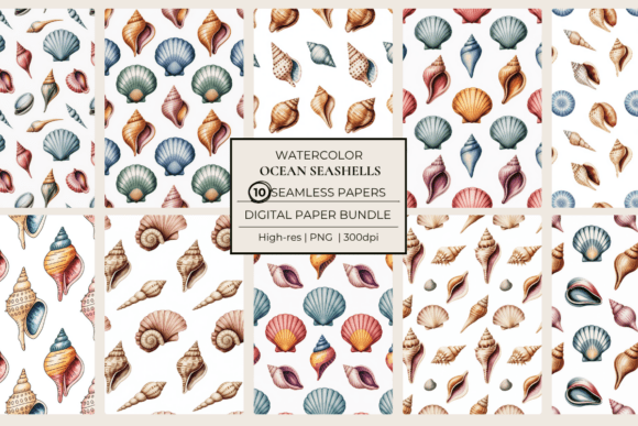 Ocean Seashells Seamless Papers Coasta