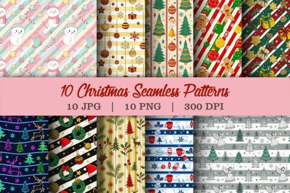 Seamless Christmas Stripe Pattern Pack