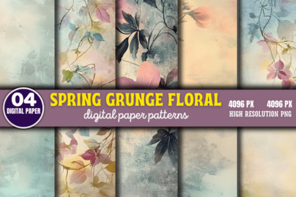 Spring Grunge Floral Background 2: A Creative Digital Paper Bundle for Design Projects