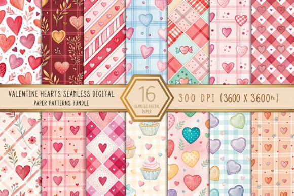 Valentine Hearts Digital Paper Bundle – A Creative Kit for Every Occasion
