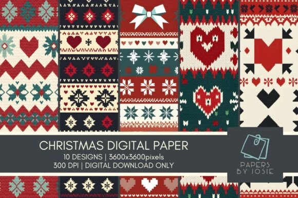 Vintage Sweater Christmas Digital Paper: Timeless Elegance for Creative Projects