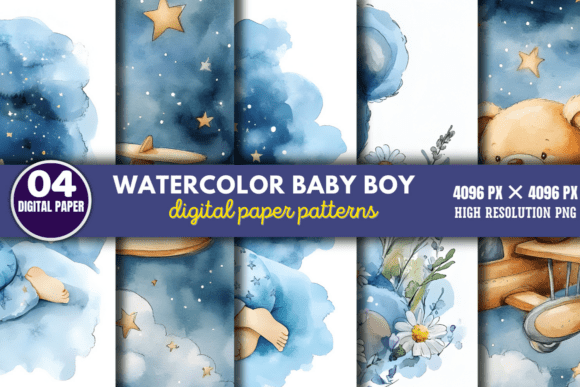 Watercolor Baby Boy Scenes Paper Pattern: A Versatile Tool for Creative Projects