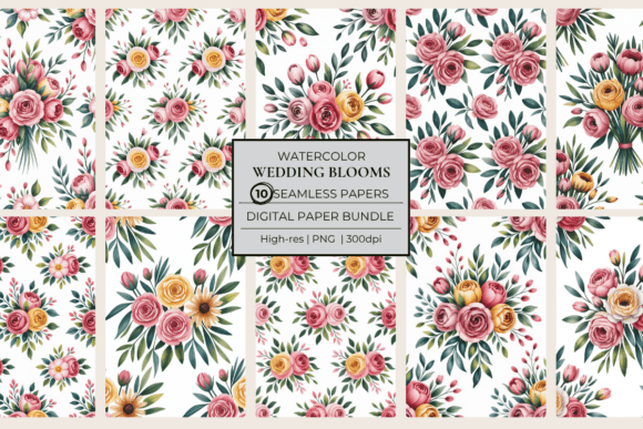 Wedding Blooms Seamless Papers: Timeless Elegance for Your Wedding Design Projects