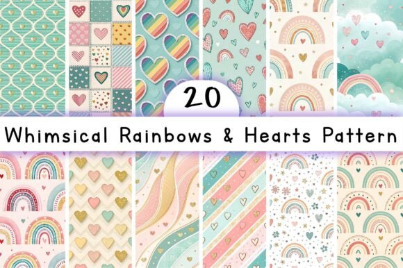 Whimsical Rainbows Hearts Pattern: A Versatile Design for Creative Projects